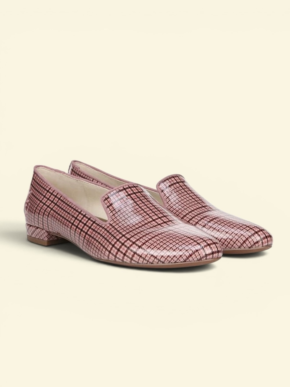 Anthropologie Sam Edelman Pink Plaid Leather Slip-On Loafers